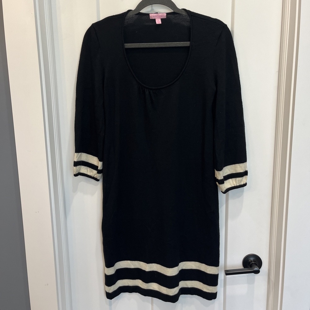 Lilly Pulitzer‎ Women's Dress Black Merino Wool Sweater Knee Length Size Medium